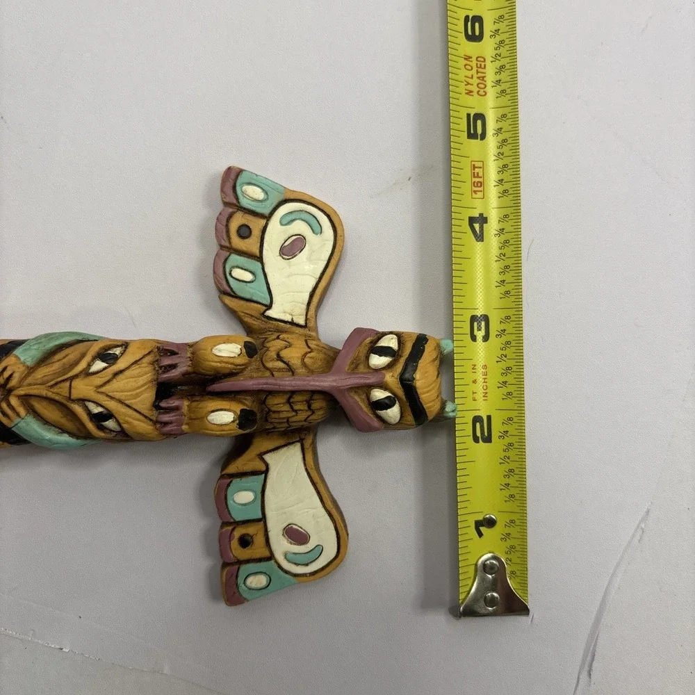 Alaska Colorful Carved Hand Painted Animal Totem Pole Resin Figurine 6.5